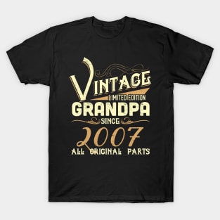 Vintage Grandpa Since 2007 Funny Man Myth Legend Daddy T-Shirt